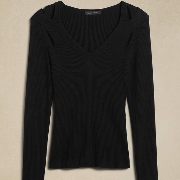 Banana Republic Magdalena Cut -out top in black XS New with tag - Picture 3 of 7